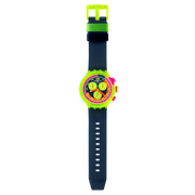 Swatch Neon to the max SB06J100 - cassa gialla, quadrante multicolor cronografo e cinturino blu